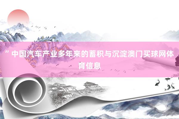 ”中国汽车产业多年来的蓄积与沉淀澳门买球网体育信息