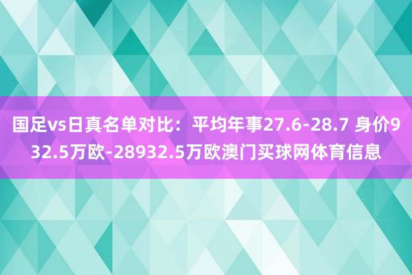 国足vs日真名单对比:平均年事27.6-28.7 身价932.5万欧-28932.5万欧澳门买球网体育信息