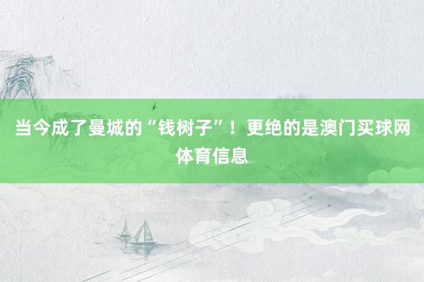 当今成了曼城的“钱树子”！更绝的是澳门买球网体育信息